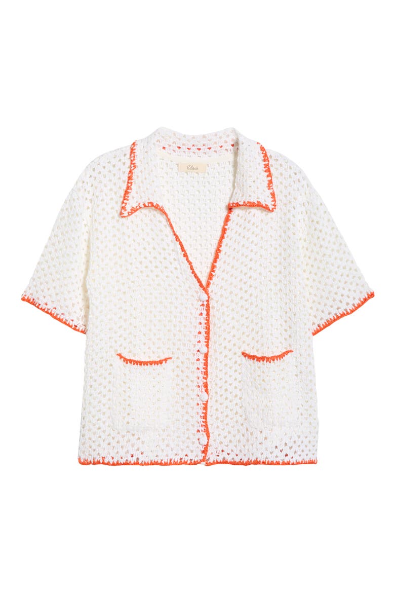 Crochet Button-Up Cover-Up, Alternate, color, WHITE