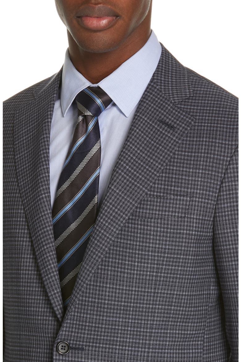Milano Trim Fit Check Wool Suit, Alternate, color, CHARCOAL