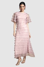 Oasis Sequin Ruffle Detail Maxi Dress