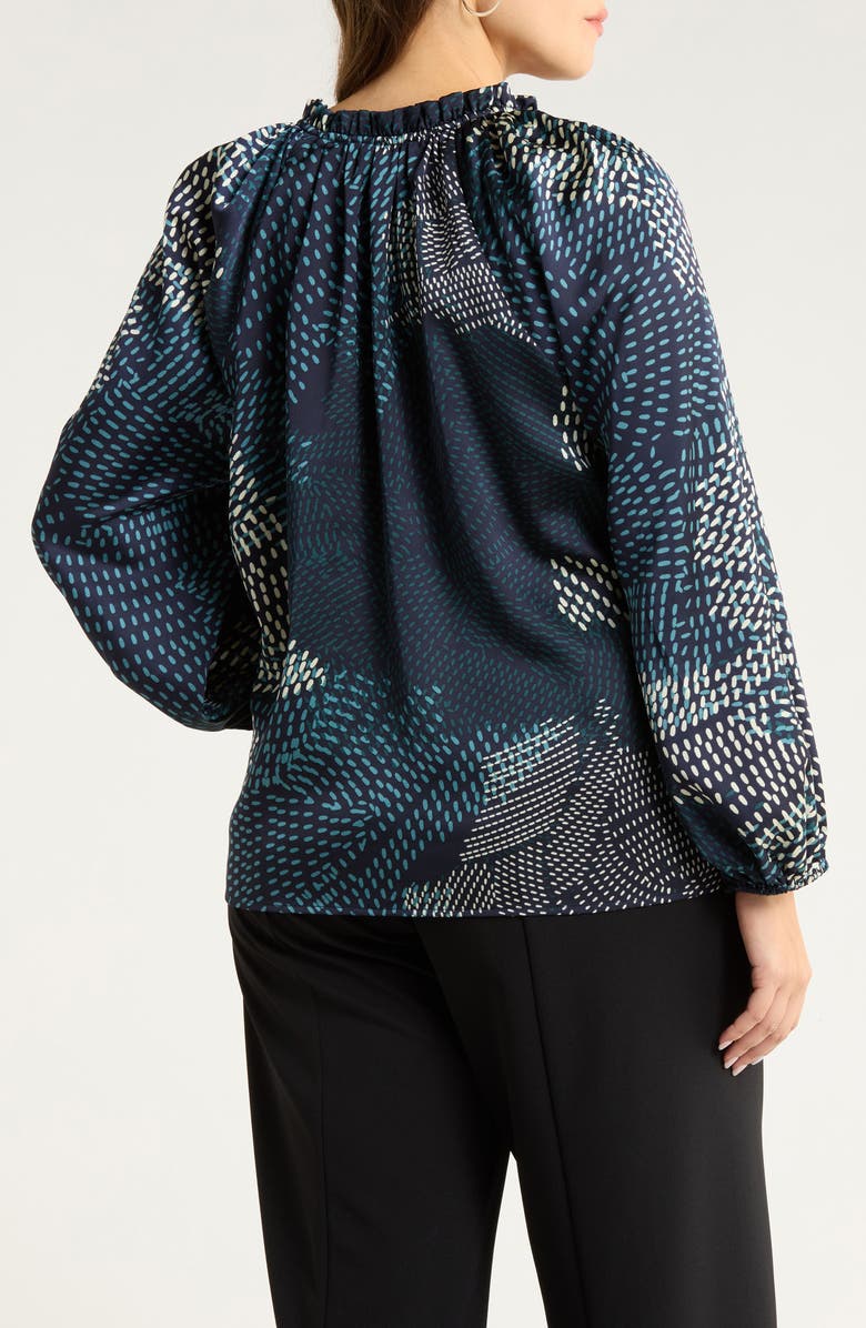 SUGARLIPS Kirby Geometric Print Shirt, Alternate, color, Navy-Cream