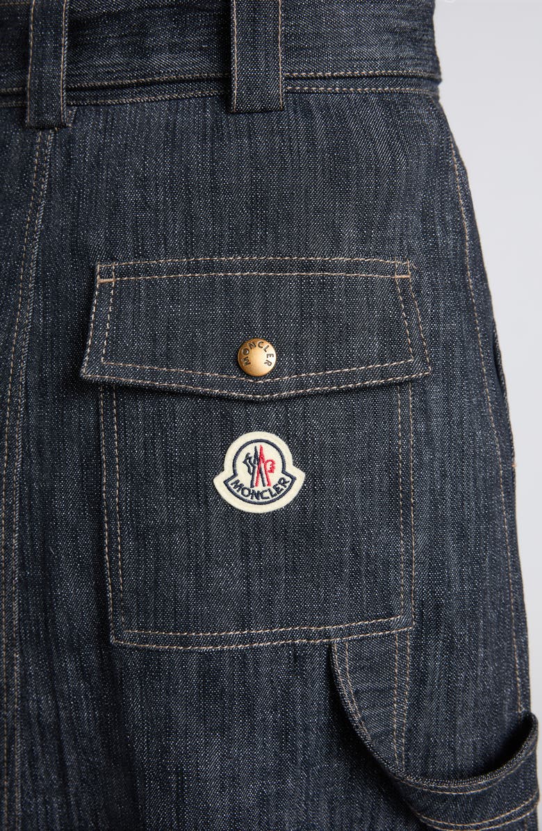 Moncler Belted Denim Midi Skirt, Alternate, color, Blue