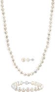 EFFY Sterling Silver Pearl Stud Earrings, Bracelet & Necklace Set