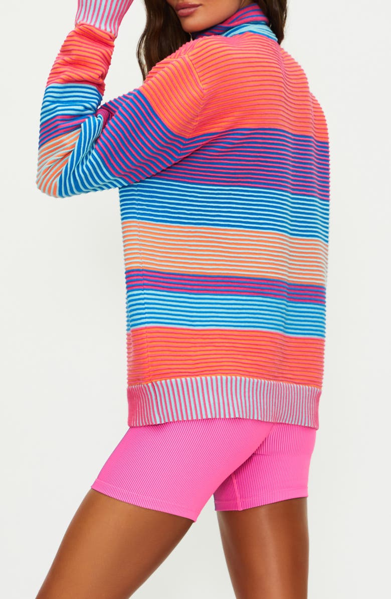 Beach Riot Lainey Stripe Half Zip Sweater, Alternate, color, Vibrant Volley Stripe
