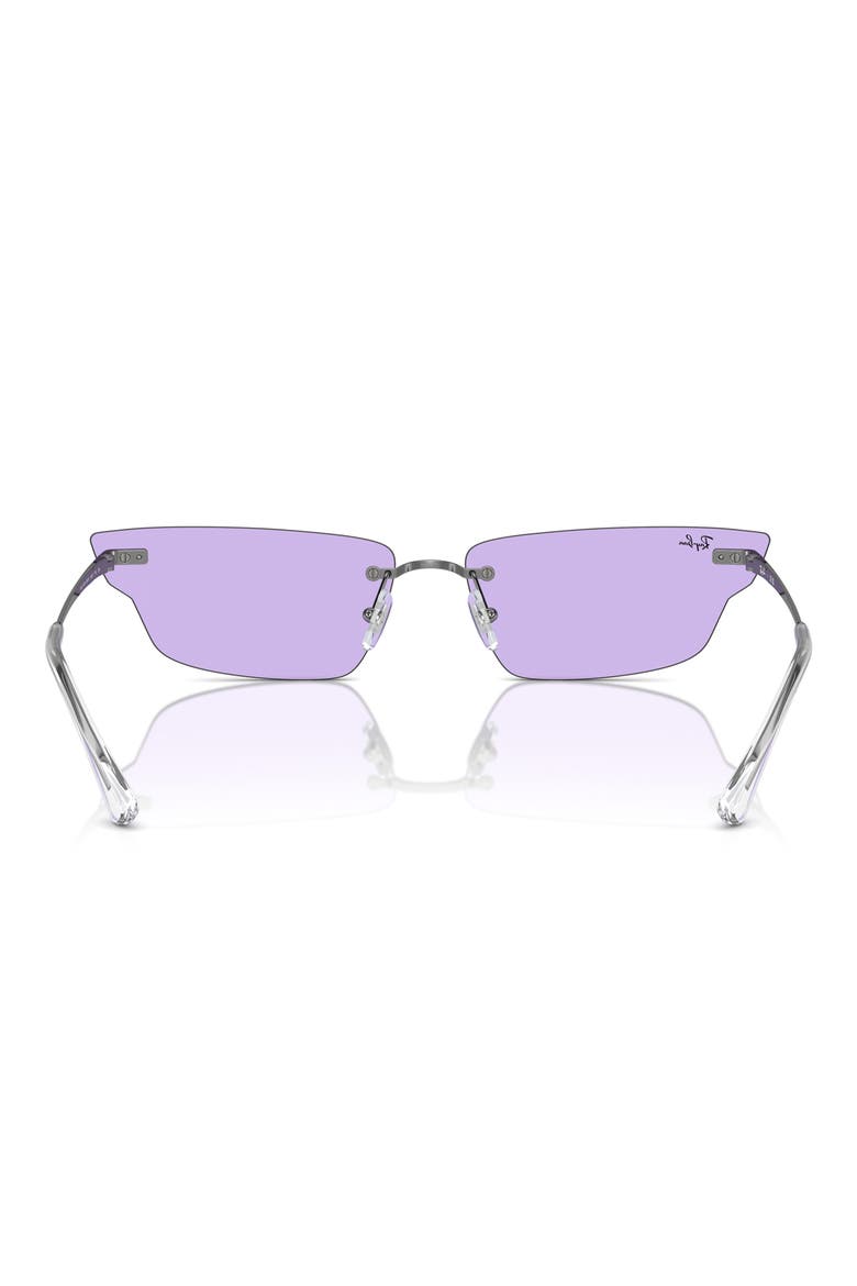 63mm Frameless Butterfly Sunglasses, Alternate, color, GUNMETAL