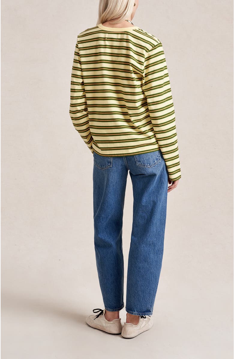 La Ligne Long Sleeve Boyfriend Tee, Alternate, color, Butter/Cactus/Apricot