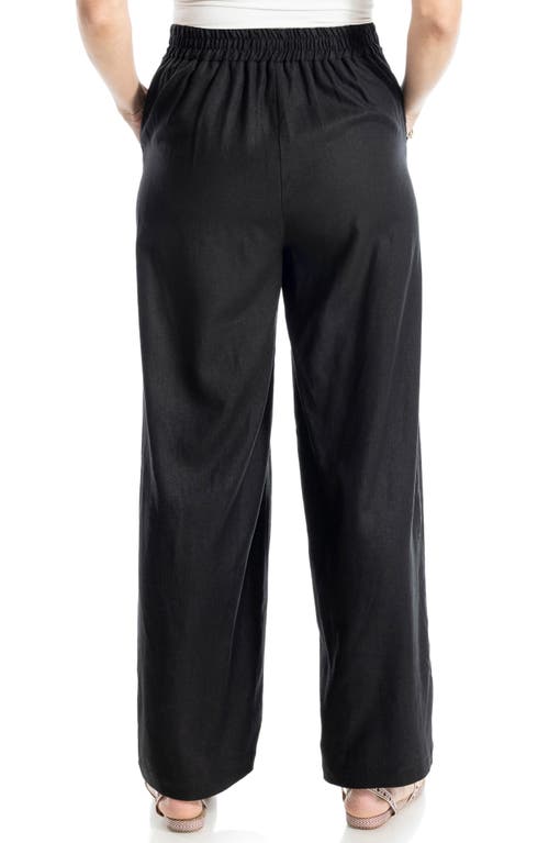Max Studio Stripe High Waist Linen & Cotton Pants In Black