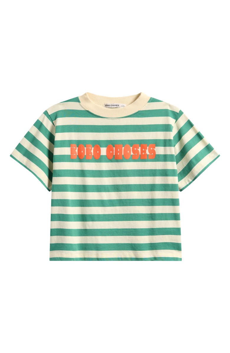Bobo Choses Kids' Modern Stripe Logo Cotton T-Shirt, Main, color, Offwhite