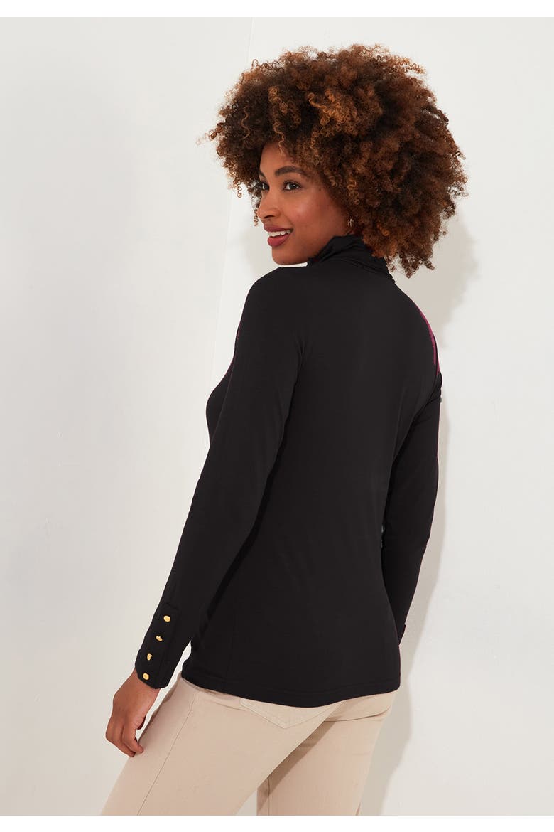 Stretch Knit Turtleneck Tee, Alternate, color, BLACK