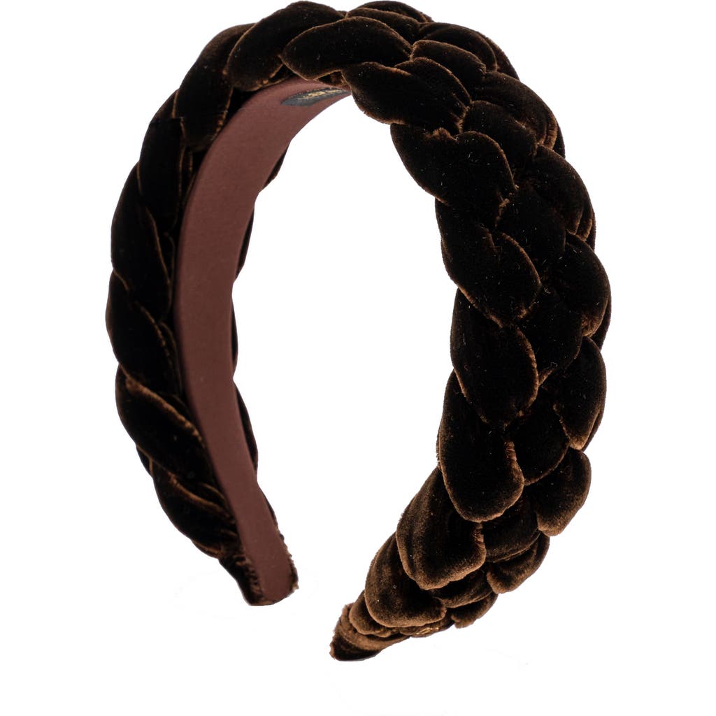 Alexandre De Paris Nocturne Braided Velvet Headband In Brown