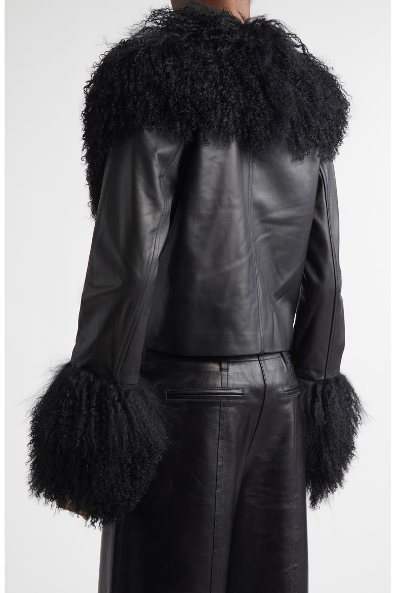 Mim Lambskin & Genuine Shearling Jacket, Alternate, color, BLACK/ BLACK