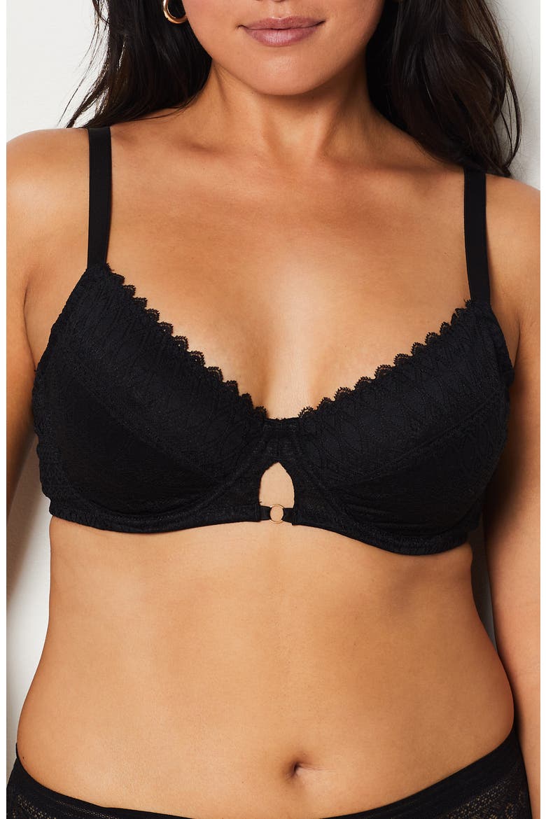 Gravure Underwire Minimizer Demi Bra, Main, color, BLACK