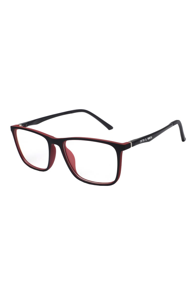 Boston 56mm Blue Light Filtering Glasses, Main, color, RED/ BLACK