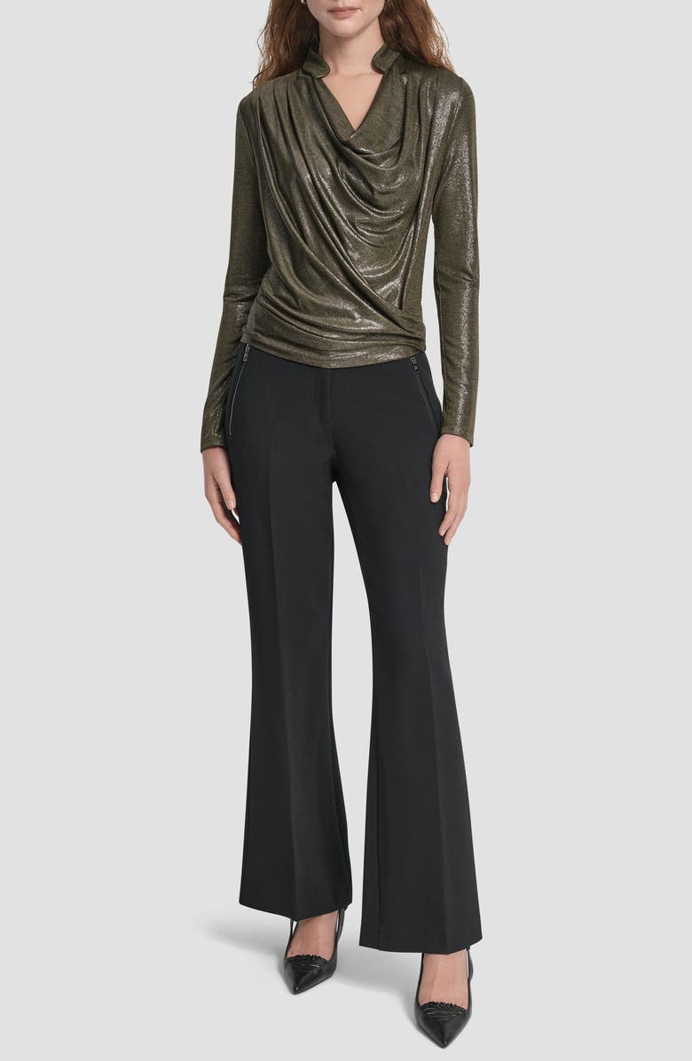 DKNY Heather Foil Drape Top, Alternate, color, Dark Olive