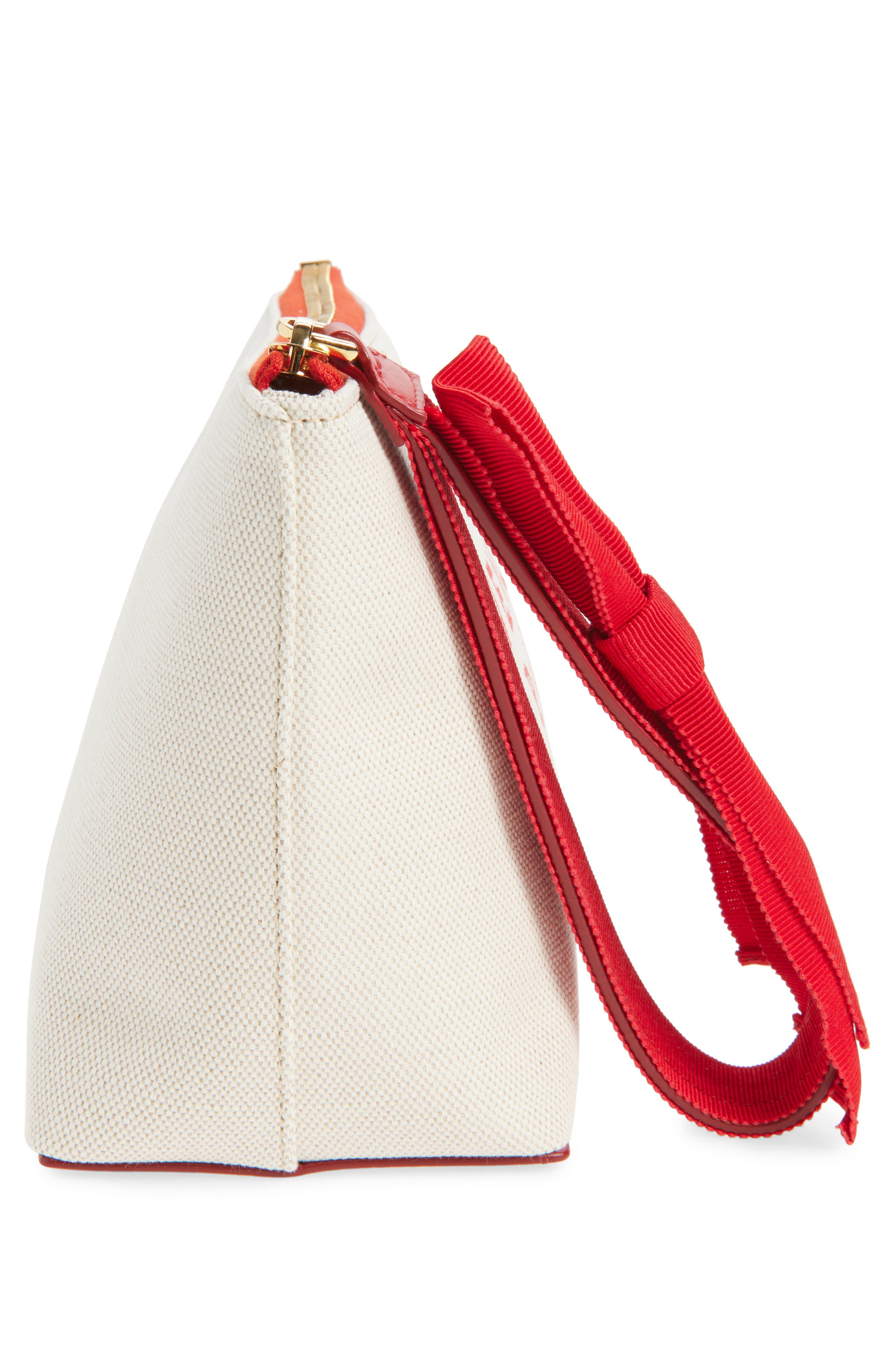 Small Logo Canvas Wristlet Pouch, Alternate, color, 289-BEIGE/ RED