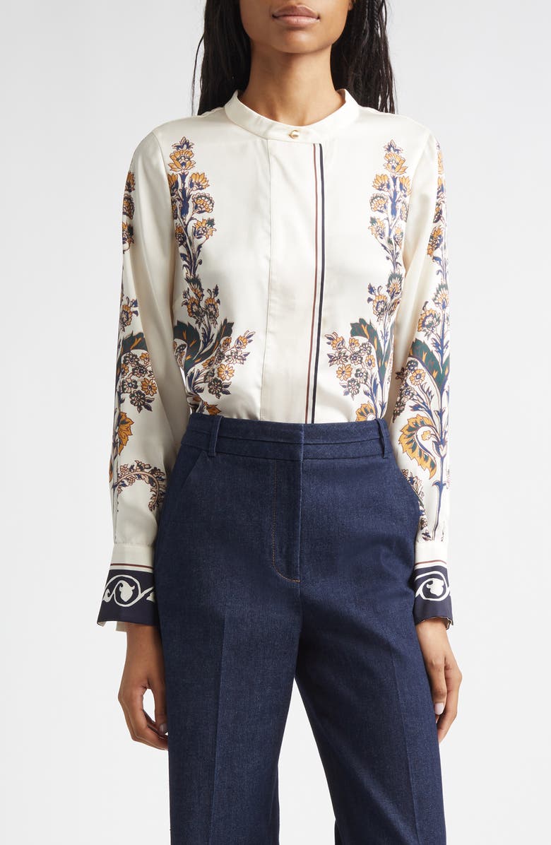 Veronica Beard Hoku Floral Stripe Top, Main, color, Ecru Multi