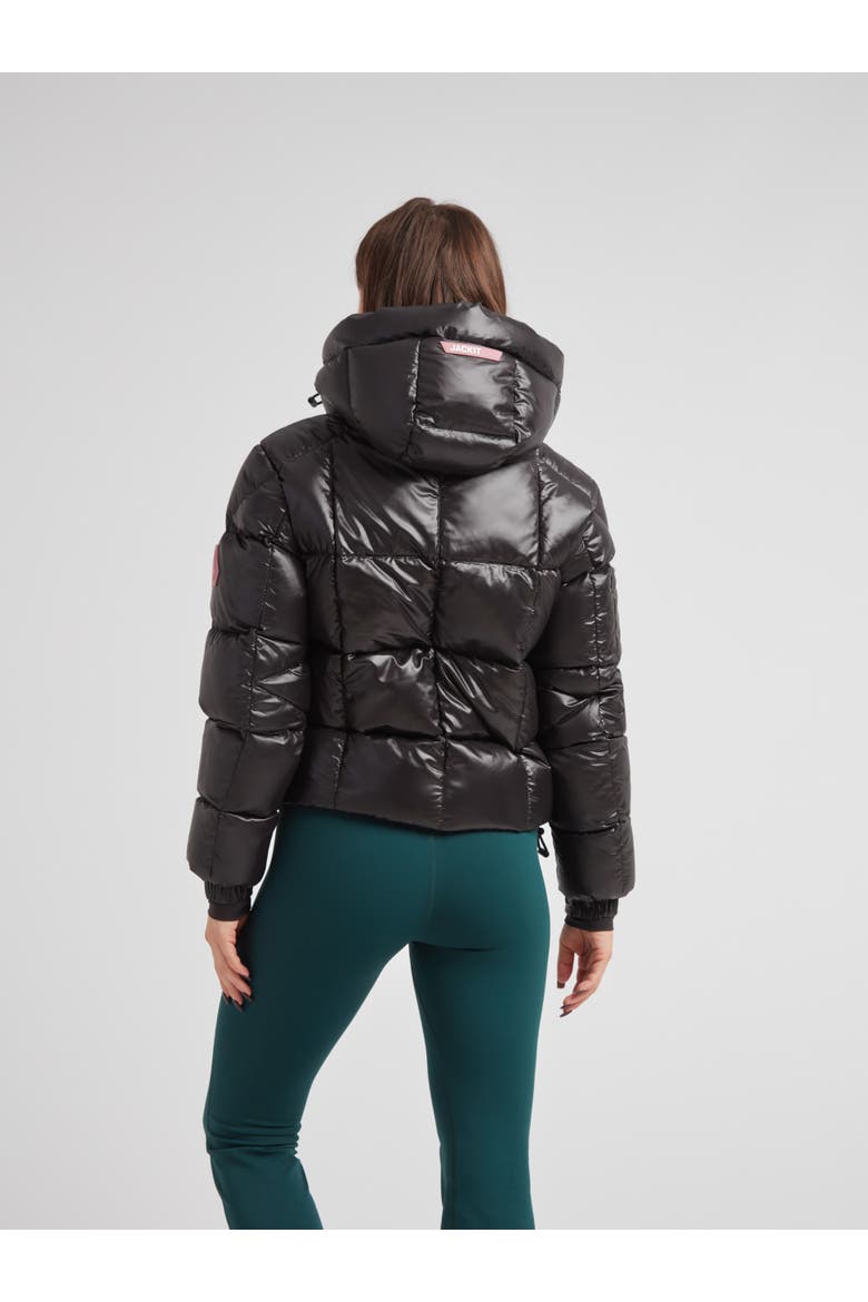 EZ Boxed Hooded Cropped Puffer Coat, Alternate, color, BLACK/STONE