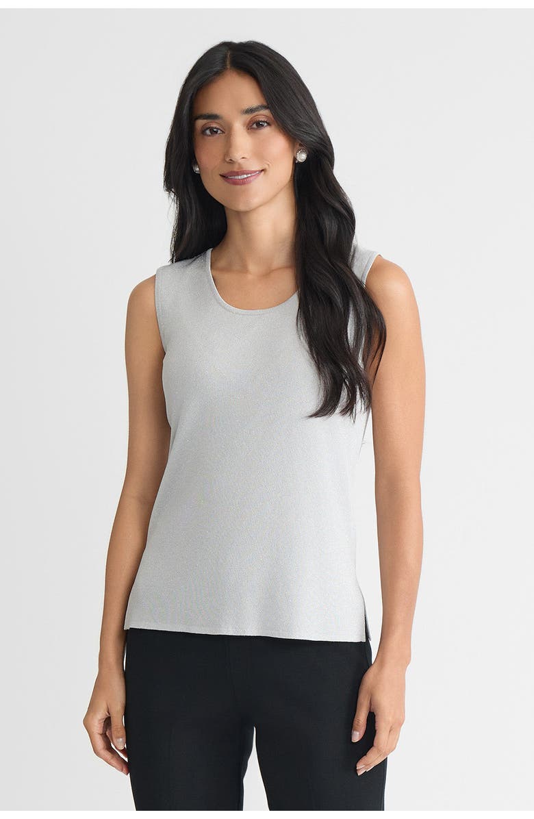 Ming Wang Mid-Length Scoop Neck Knit Tank, Main, color, Silver