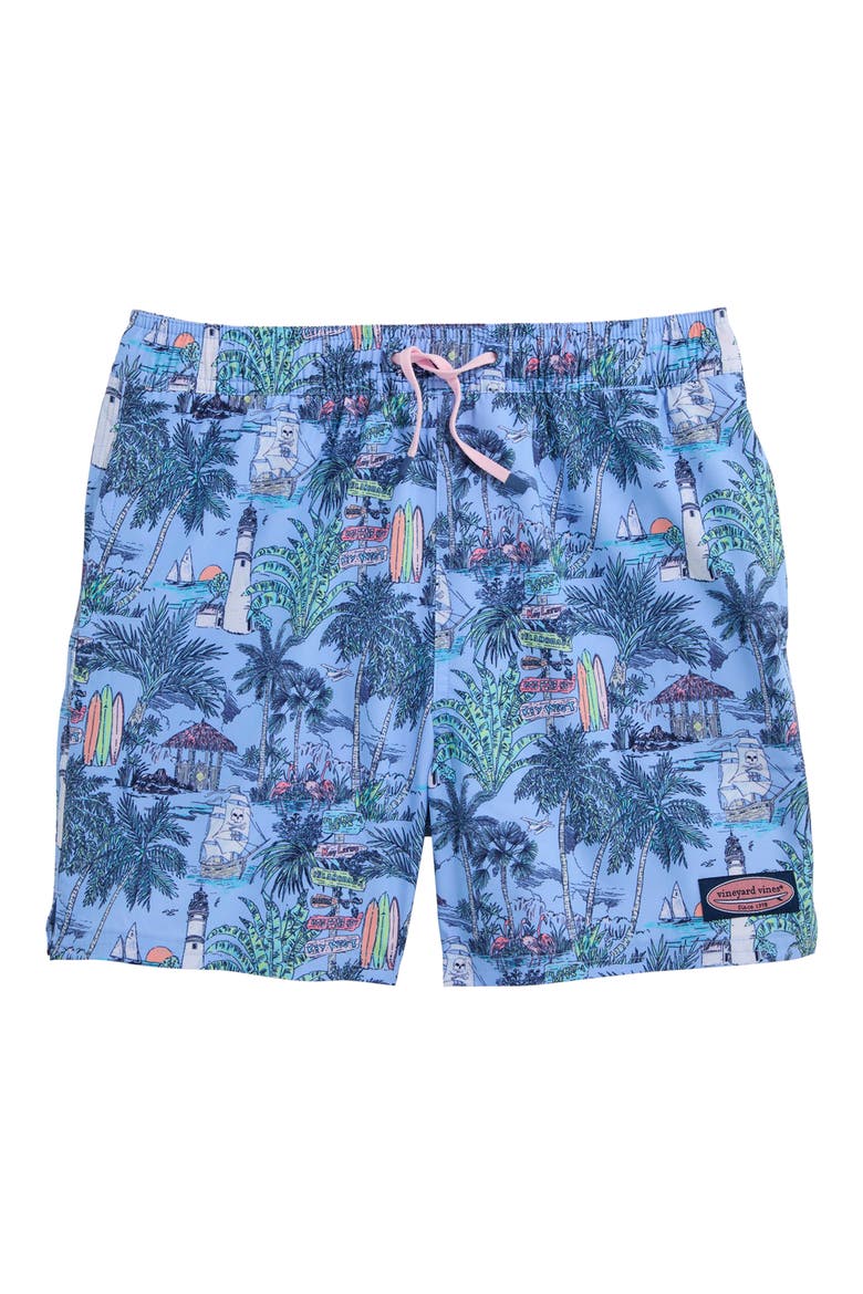 Kids' Chappy Beach Print Swim Trunks, Main, color, KEYS TOUCAN