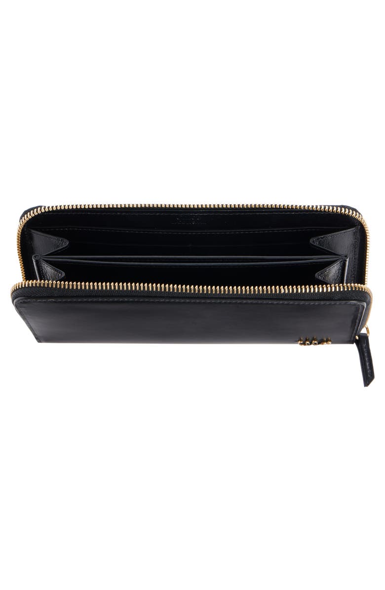 Chloé Iconic Shiny Leather Zip Long Wallet, Alternate, color, Black