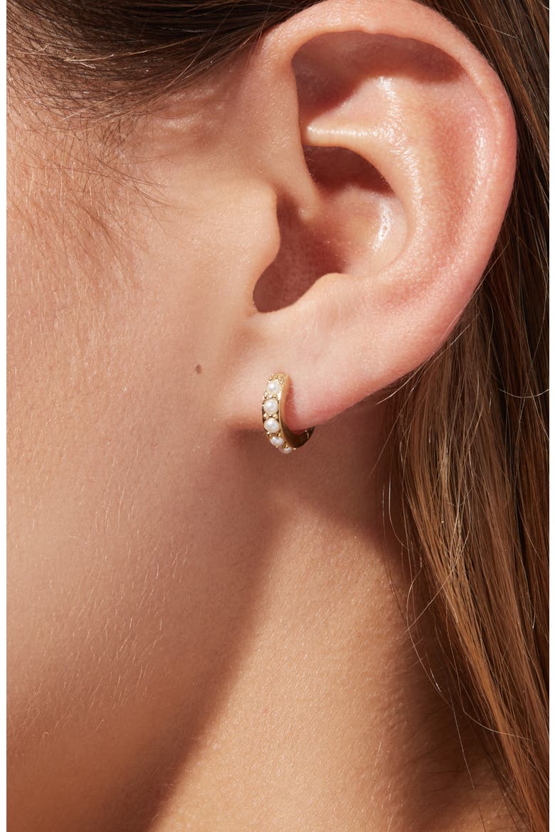 Ashley Hoop Earrings, Alternate, color, YELLOW GOLD/ WHITE