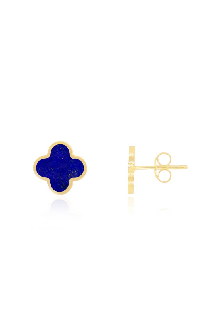 Small Lapis Clover Stud Earrings, Main, color, Lapis