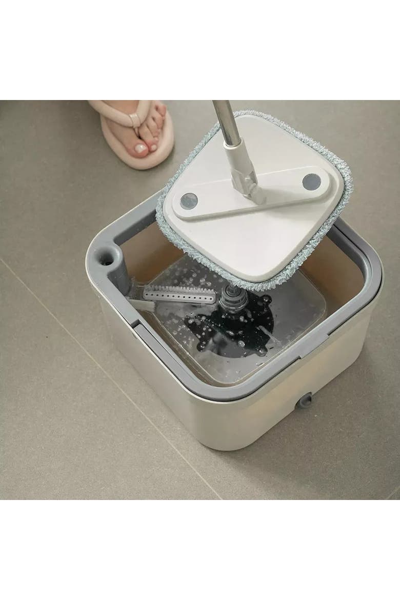 Rotating Stainless Steel Spin Mop with Separation Bucket, Alternate, color, White