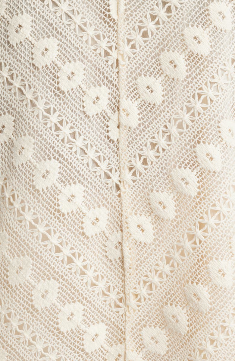 Anne Klein Bedford Lace Puff Sleeve Cotton Top, Alternate, color,