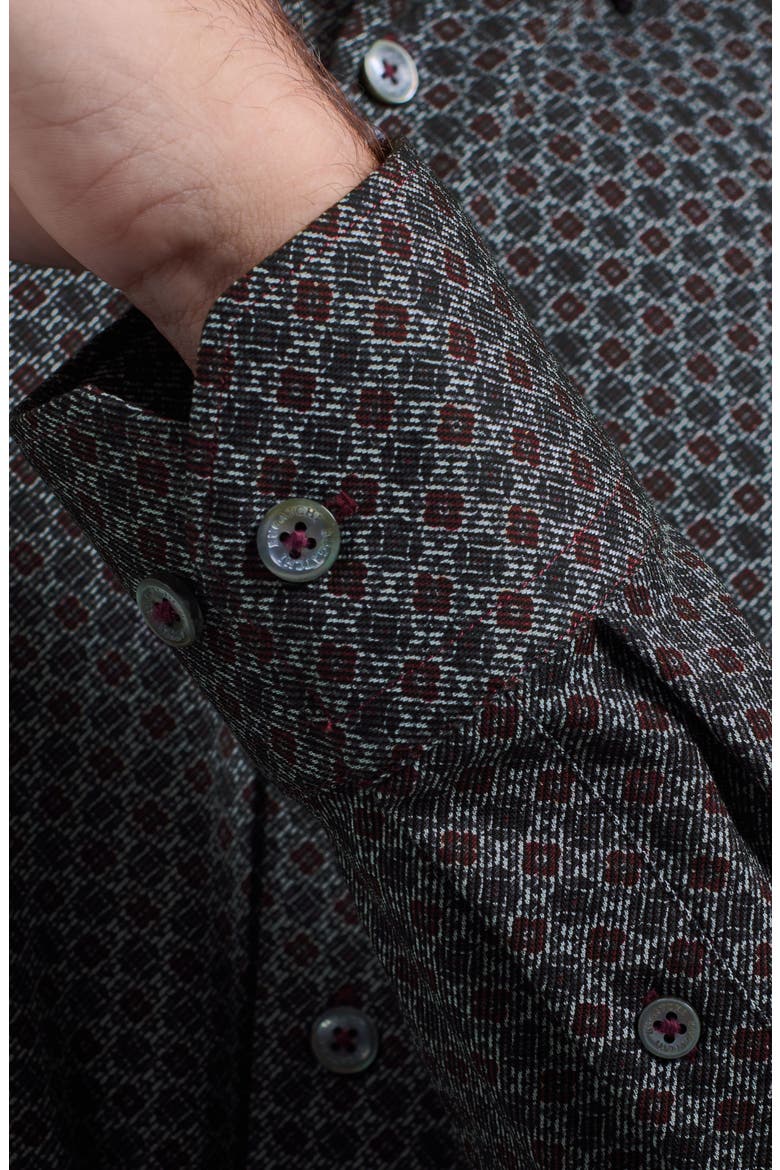 OoohCotton® Jules Floral Twill Button-Down Shirt, Alternate, color, MAHOGANY
