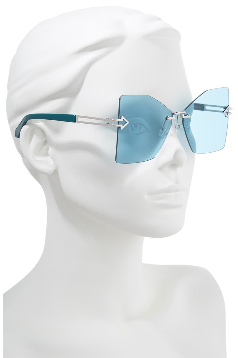 Wanderlust 61mm Butterfly Sunglasses, Alternate, color, SHINY SILVER/ EMERALD