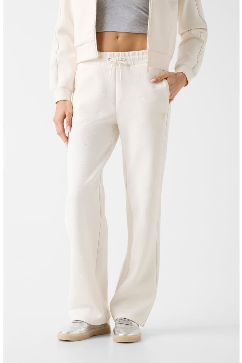 Calista Logo Embellished Wide Leg Pants, Main, color, WHITE