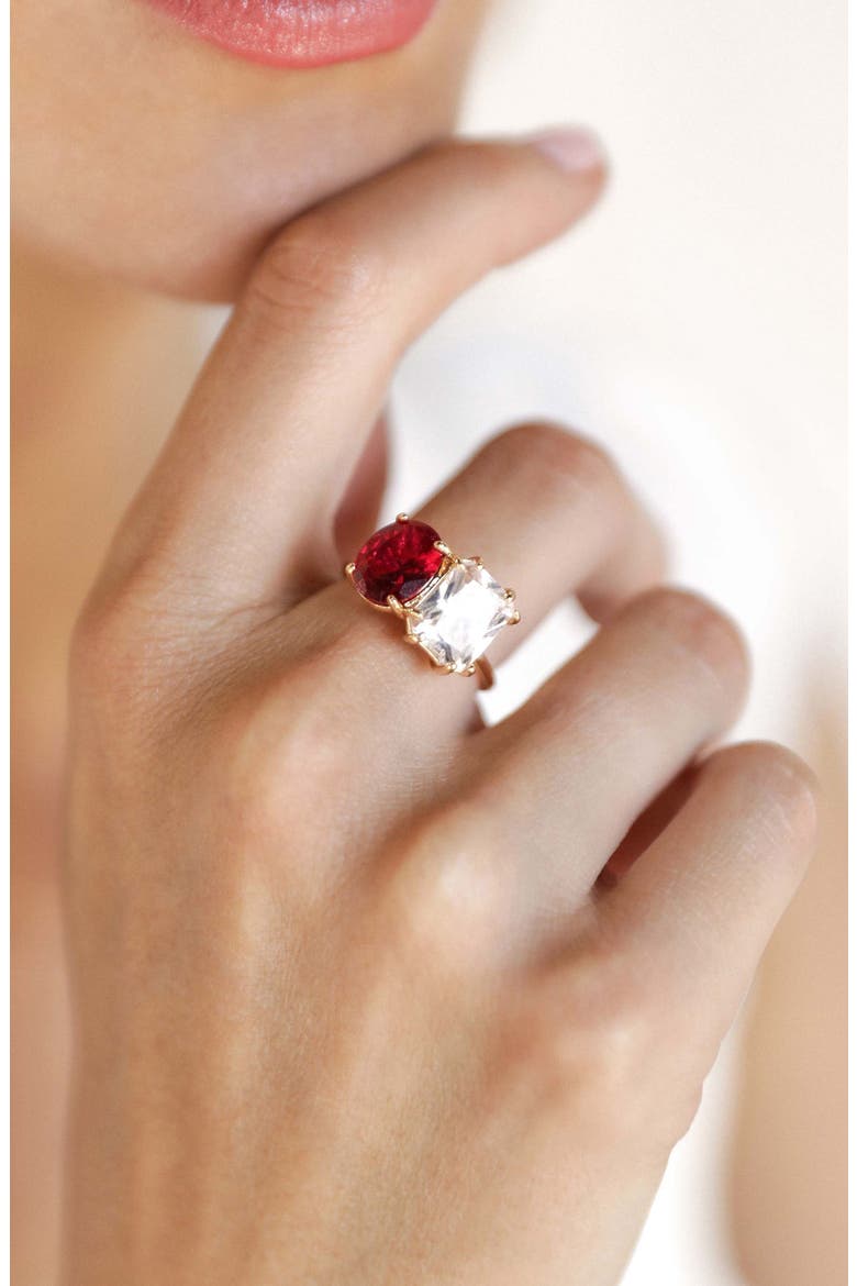 Cubic Zirconia Statement Ring, Alternate, color, RUBY