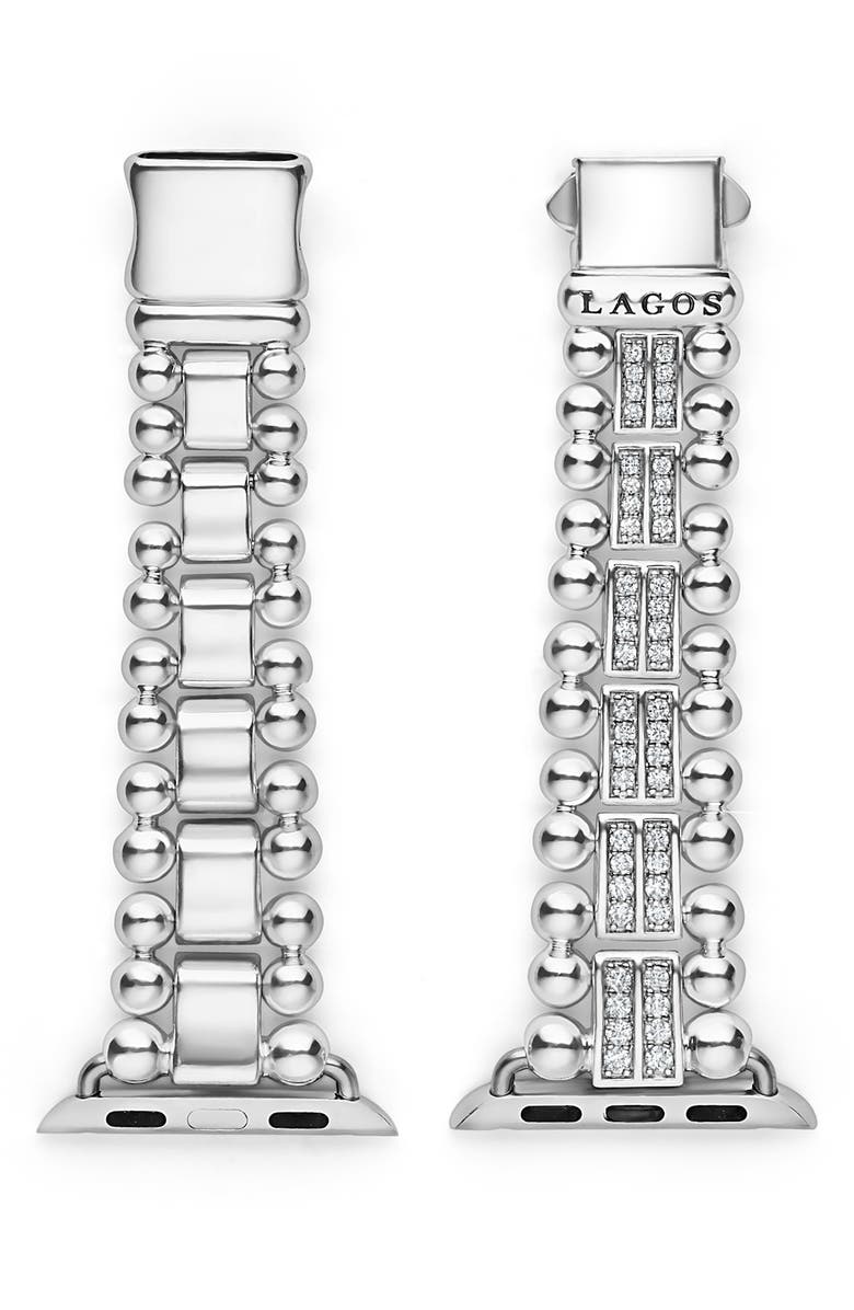LAGOS Smart Caviar Sterling Silver Diamond Apple Watch<sup>®</sup> Watchband, Main, color, Silver