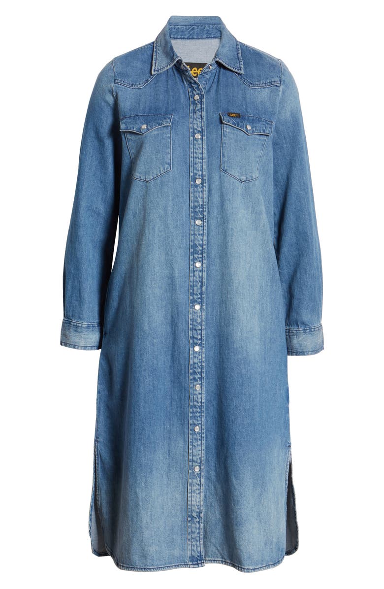 Lee Western Denim Midi Shirtdress, Alternate, color,