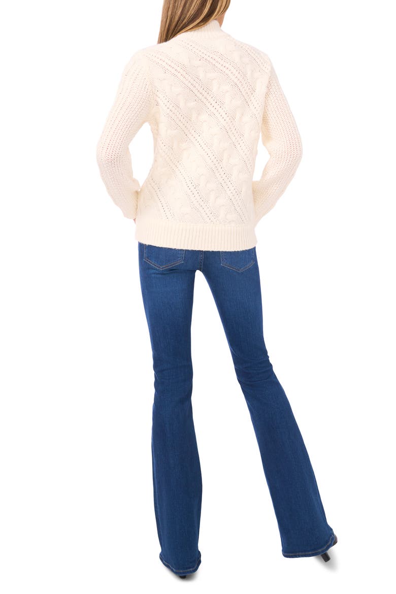 Diagonal Cable Mock Neck Sweater, Alternate, color, NEW IVORY