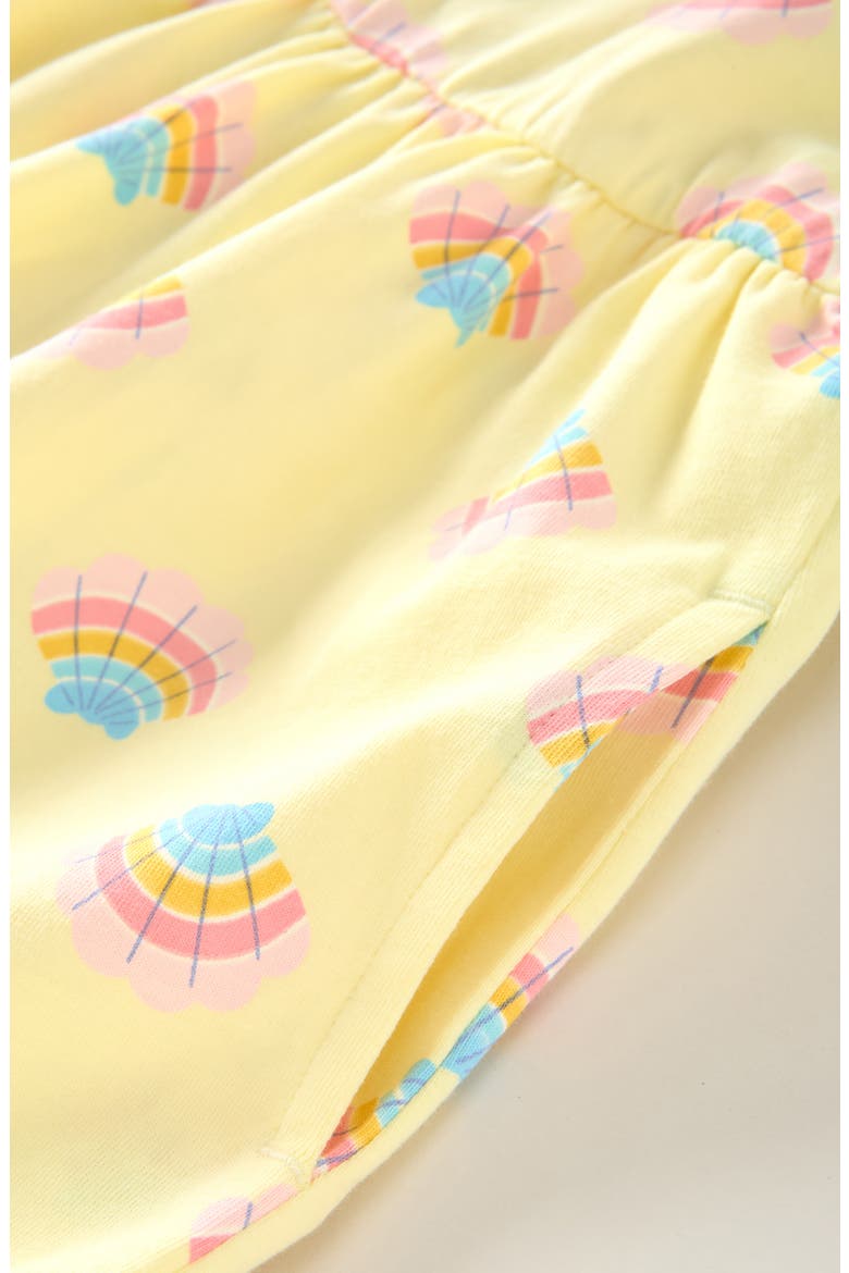 Kids' Print Flutter Sleeve Romper, Alternate, color, YELLOW CANDLE RAINBOW SEASHELL