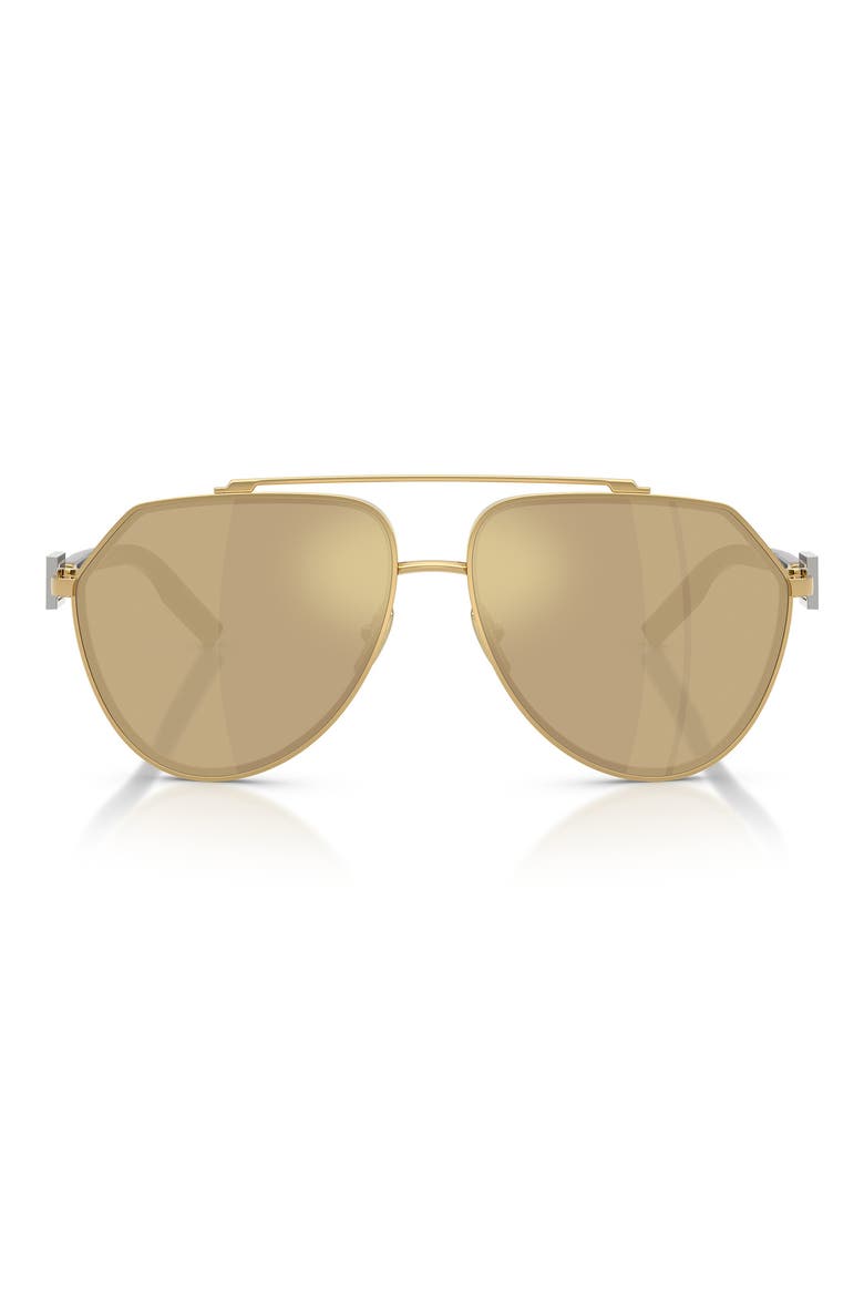 62mm Oversize Pilot Sunglasses, Main, color, GOLD / CLEAR YELLOW GOLD