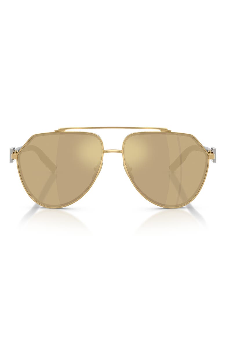 Dolce&Gabbana 62mm Oversize Pilot Sunglasses, Main, color, Gold / Clear Yellow Gold