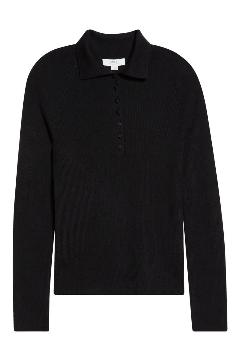 Wool & Silk Polo Sweater, Main, color, BLACK