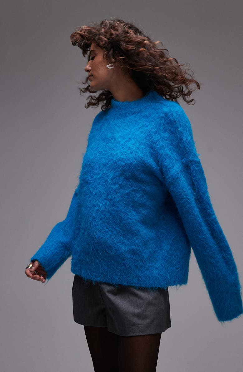 Topshop Relaxed Fit Fluffy Sweater, Alternate, color,
