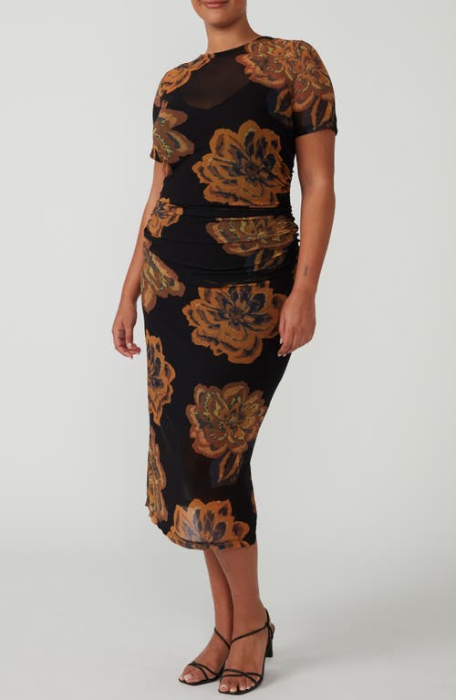 Estelle Glow Horizon Midi Dress In Brown Print