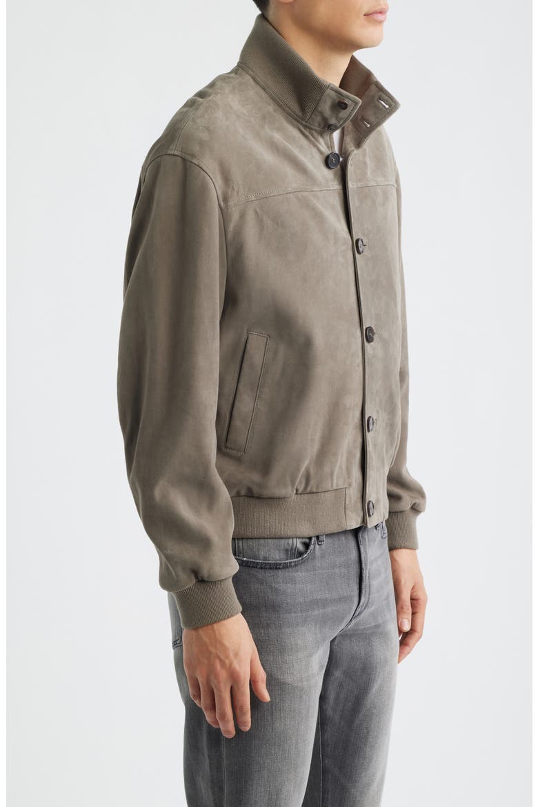 Rib Detail Suede Jacket, Alternate, color, SMOKY GREEN