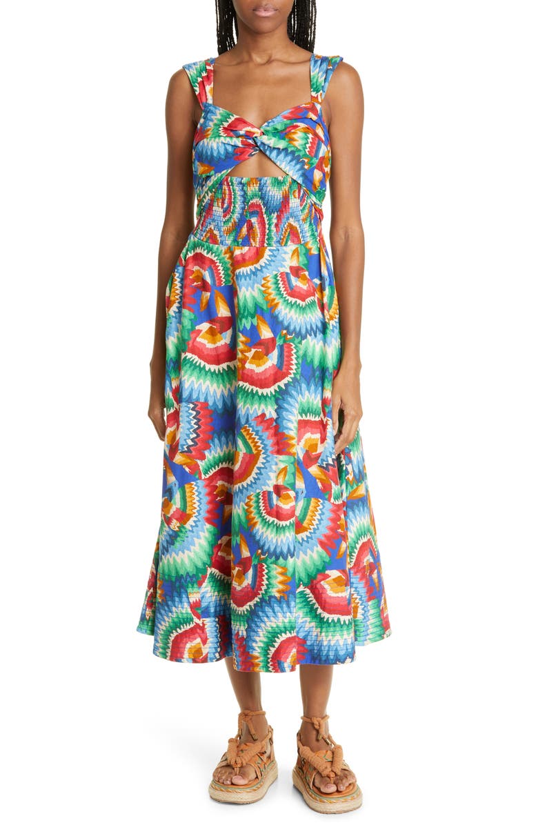 FARM Rio Chevron Toucans Midi Dress, Main, color, 