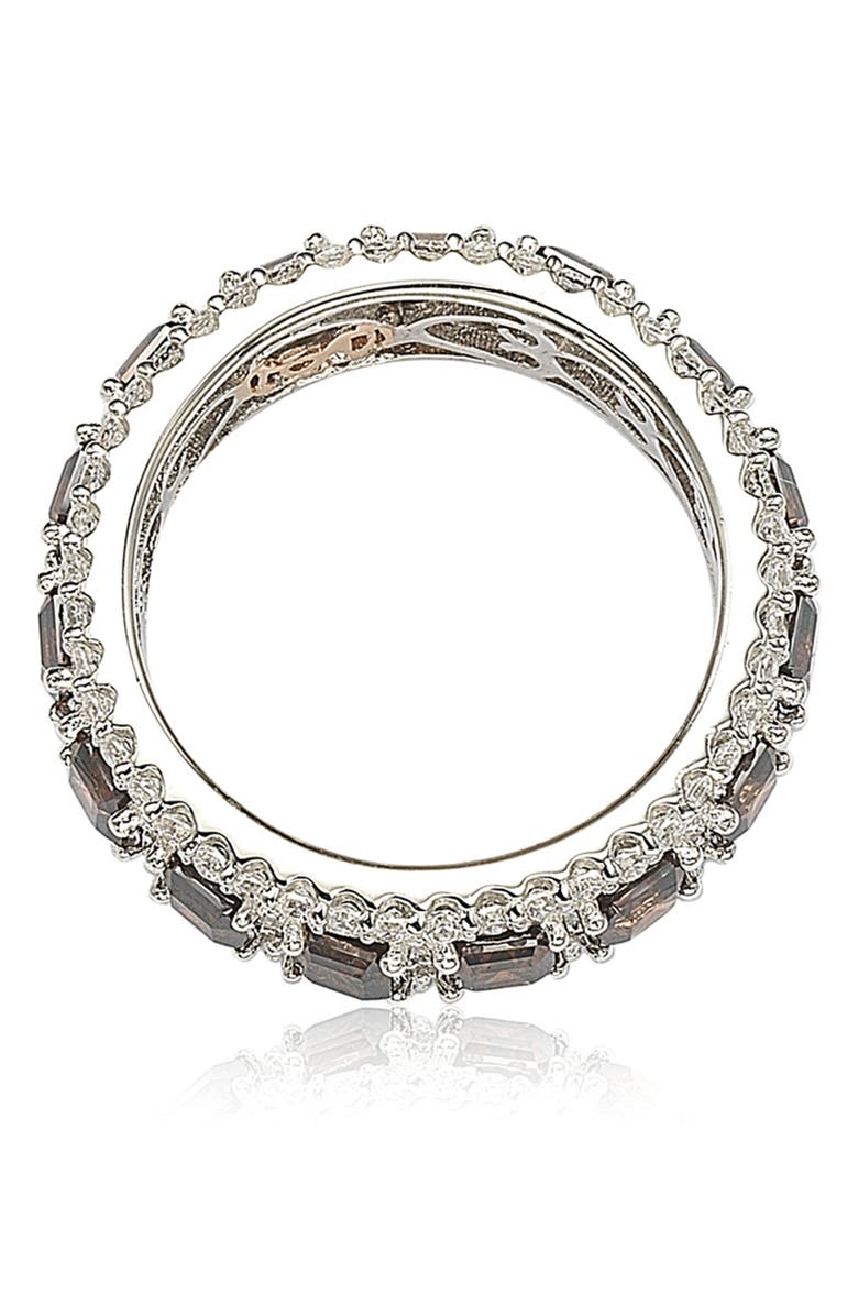 SUZY LEVIAN Sterling Silver Asscher Cut Brown & White CZ Ring, Alternate, color, 