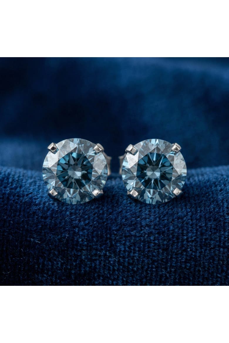 1 Ct T.W. Blue Lab Grown Diamond Studs 14K Gold Earrings, Alternate, color, 14k White Gold