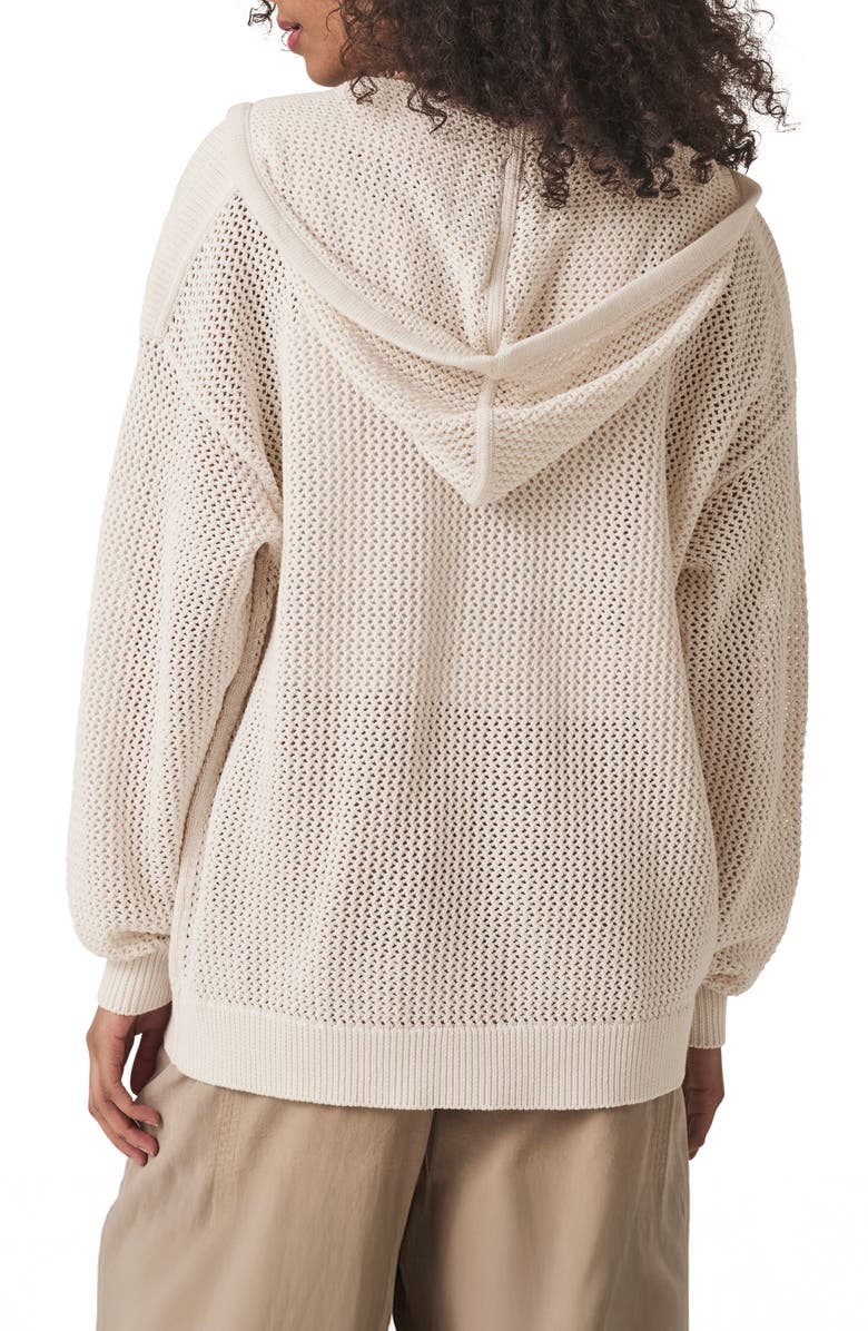 Splendid Nala Openwork Cotton Zip Hoodie, Alternate, color, Moonstone