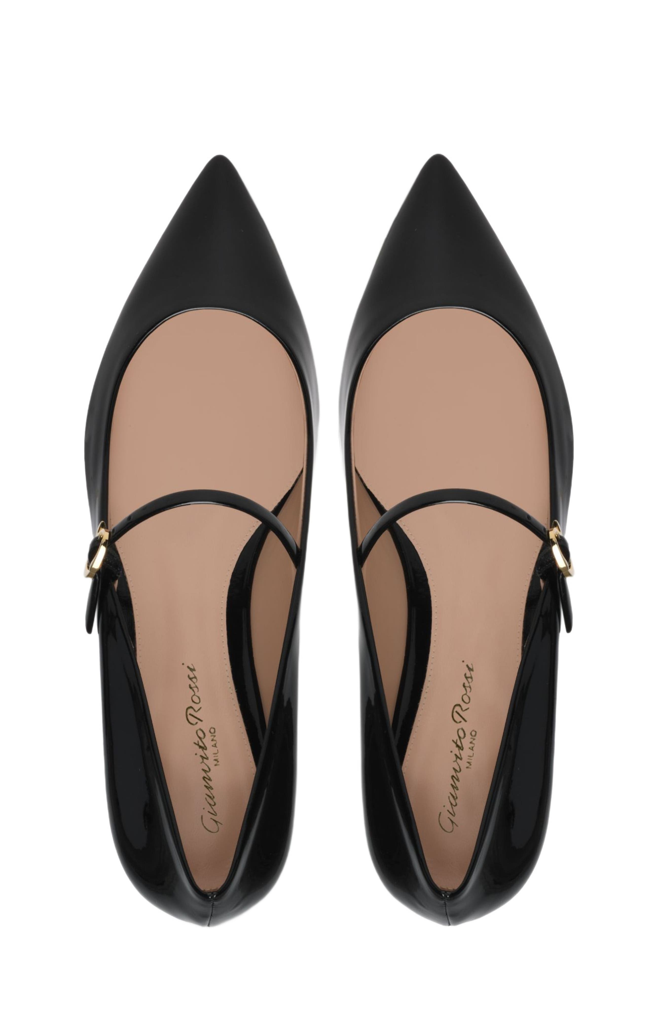 Gianvito Rossi Ribbon Jane Ballerina, Alternate, color, Black Patent