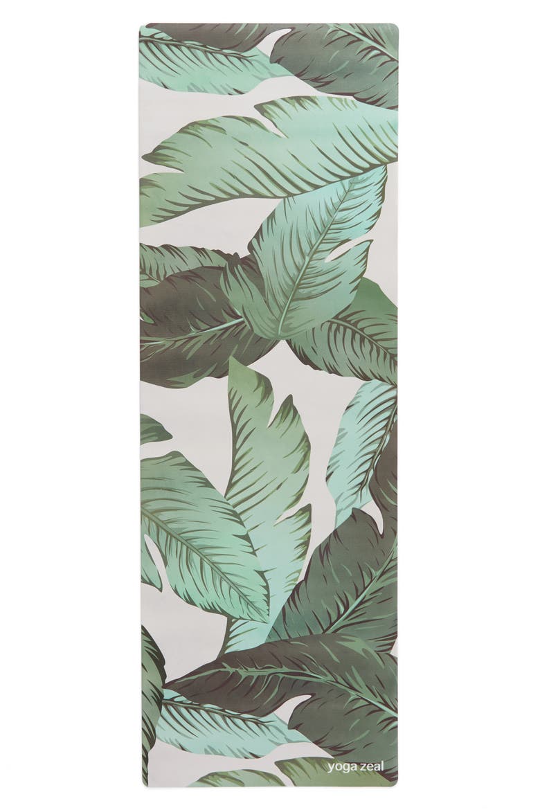 Banana Leaf Print Yoga Mat, Main, color, GREEN