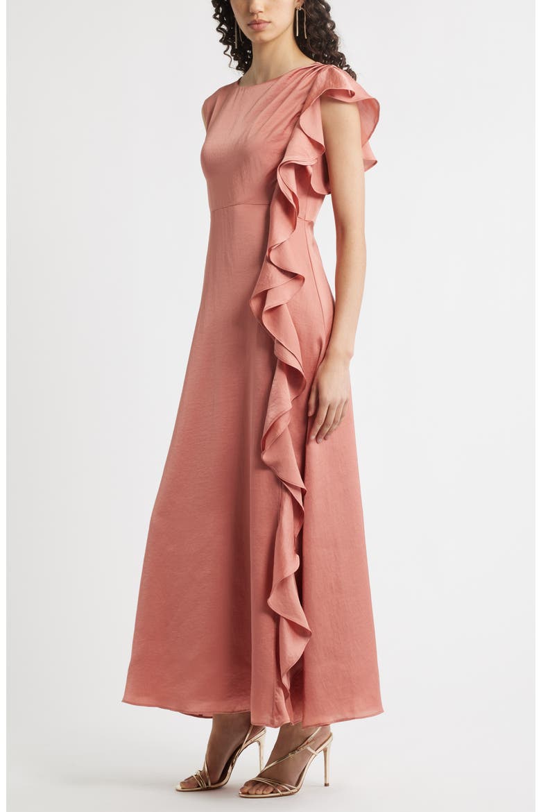 Asymmetric Ruffle A-Line Dress, Alternate, color, PINK DESERT