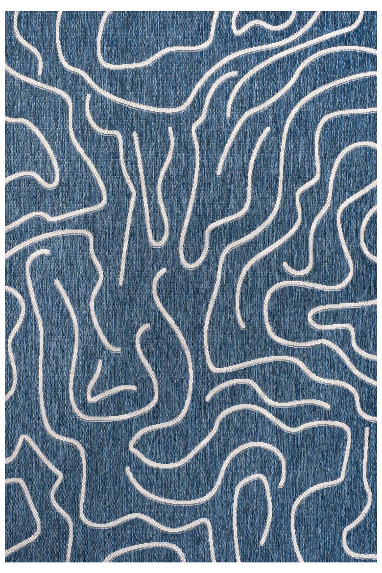 Nolan Modern Coastal Organic Shapes Indoor/Outdoor Area Rug, Main, color, Navy/Cream