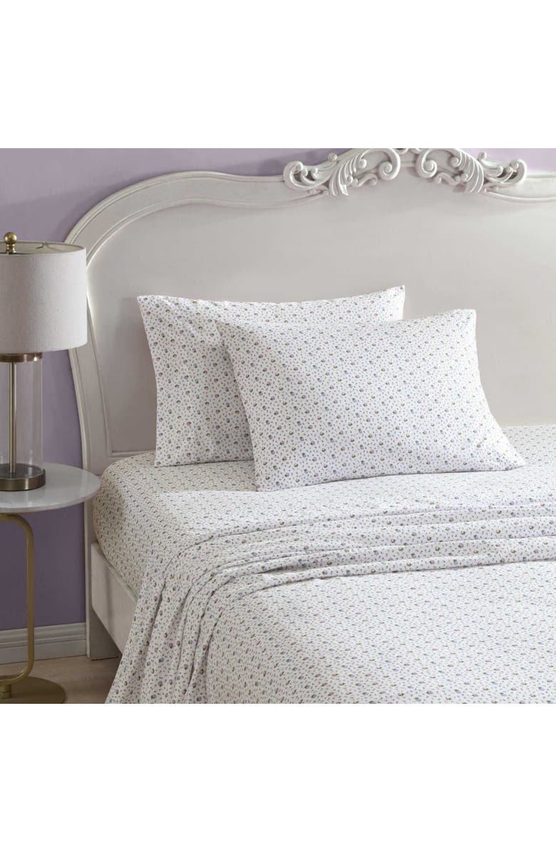 Betsey Johnson Pretty Floral Ditsy Sheet Set, Alternate, color, Purple